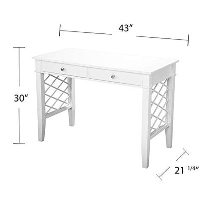 Glenburg Writing Desk - Transitional Design, White Iron and Wood - Ideal for Home Office, Living Room (HO1094137)