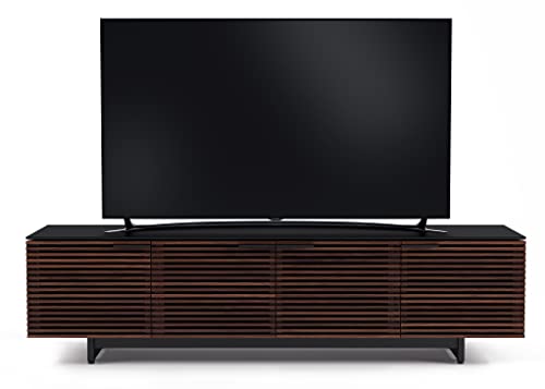 Corridor 8173-79.25'' TV Stand for TVs up to 85" with Soundbar Shelf, Adjustable Shelves, Cable Management, Ventilation, Tempered Glass Top, Chocolate Stained Walnut