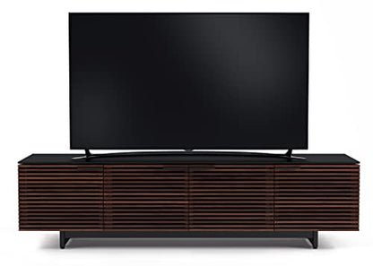 Corridor 8173-79.25'' TV Stand for TVs up to 85" with Soundbar Shelf, Adjustable Shelves, Cable Management, Ventilation, Tempered Glass Top, Chocolate Stained Walnut