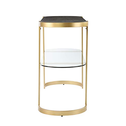 Otsento Console Table - Transitional Design, Black Glass and Wood - Ideal for Entryway, Living Room (CM1104303)