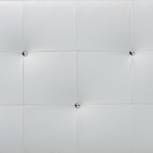 Dalini Modern and Contemporary Full White Faux Leather Headboard with Faux Crystal Buttons