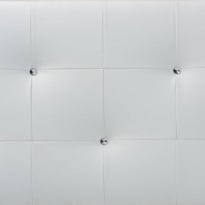 Dalini Modern and Contemporary Full White Faux Leather Headboard with Faux Crystal Buttons
