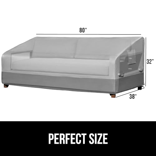 GORILLA GRIP Waterproof Large Outdoor Patio Sofa Cover, 3 Seater 80 Inch, Heavy Duty 600D Furniture Covers Sets for Winter, Keep Cushions Dry, Protects from Sun, Snow, Rain, Windproof, UV Coated