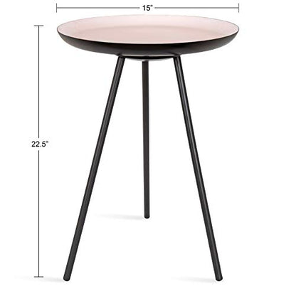 Laranya Modern Side Table, 15" x 15" x 22.5", Pink and Black, Glam Minimalist End Table