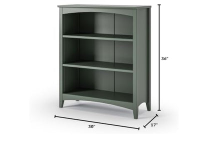 Shaker Style Solid Wood Bookcase - Sage Green Finish - 36" H, view 3