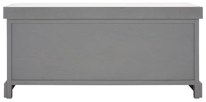SAFAVIEH Home Collection – Briar 3-Drawer Upholstered Storage Bench, Farmhouse Entryway Accent Bench with Cushion Top, Distressed Grey Frame & Sand Drawer Fronts (BCH5700C)