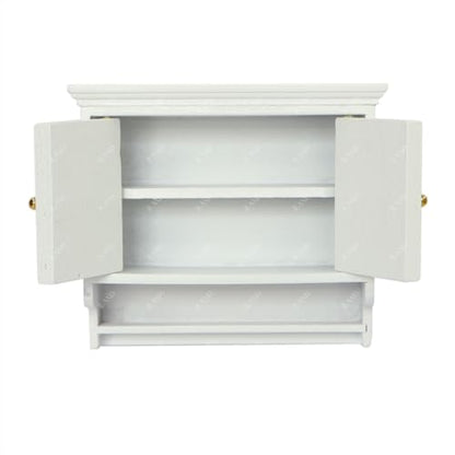 Dollhouse Furniture on 1/12 Scale, Dollhouse Kitchen Cabinet Miniature Shelf in Modern Country Style White