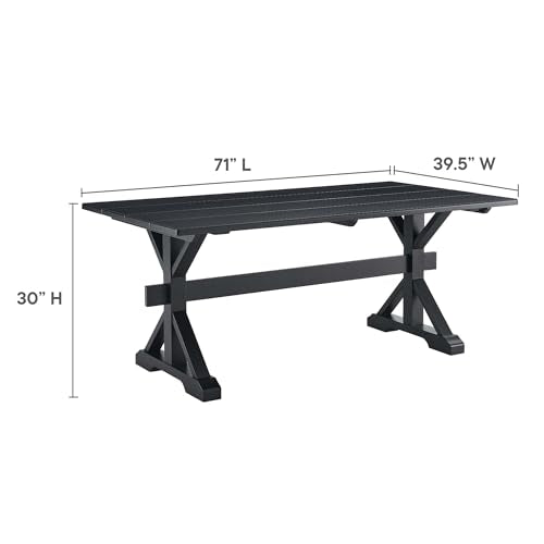 Windchime 71Inch Dining Table Style Solid Wood Black Finish Modern Kitchen Room Entertaining Home Furniture Quality Stylish Elegant Durable Refined Versatile