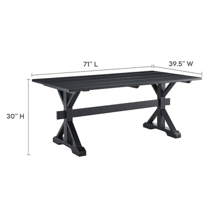 Windchime 71Inch Dining Table Style Solid Wood Black Finish Modern Kitchen Room Entertaining Home Furniture Quality Stylish Elegant Durable Refined Versatile