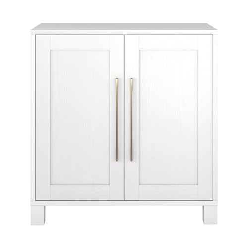 28" Wooden Accent Cabinet, Modern Sideboard Buffet Cabinet with 2 Doors and an Adjustable Shelf for Living Room, Dining Room, Bedroom or Entryway, Cloud White