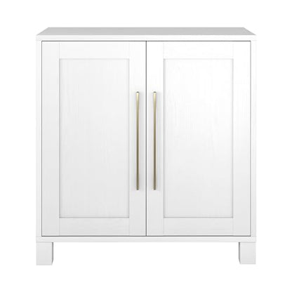 28" Wooden Accent Cabinet, Modern Sideboard Buffet Cabinet with 2 Doors and an Adjustable Shelf for Living Room, Dining Room, Bedroom or Entryway, Cloud White