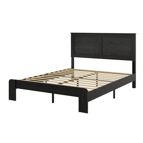 Wooden Bed Frame Queen Size with Headboard, Farmhouse Platform Bed, view 7