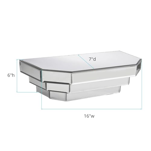 Mirrored Floating Wall Shelf for Home Decor, Silver Wall Mounted Modern Glass Shelf, Decorative Mirror Shelf for Living Room, Bathroom and Entryway, 6 x 16 x 7 Inch