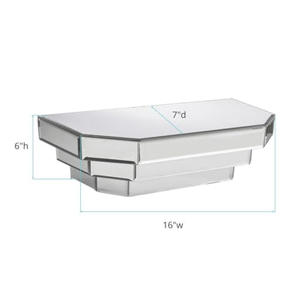 Mirrored Floating Wall Shelf for Home Decor, Silver Wall Mounted Modern Glass Shelf, Decorative Mirror Shelf for Living Room, Bathroom and Entryway, 6 x 16 x 7 Inch