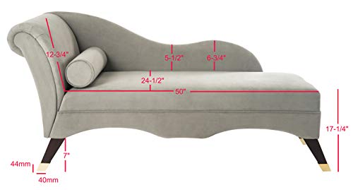 Safavieh Home Collection Caiden Grey Velvet Chaise with Pillow, view 4