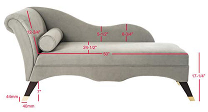 Safavieh Home Collection Caiden Grey Velvet Chaise with Pillow, view 4