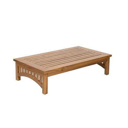 49" Acacia Wood Outdoor Coffee Table, Slatted Patio Table, Mid Century Modern Low Profile Small Outdoor Table Patio Furniture for Living Room Backyard Poolside Balcony, Natural
