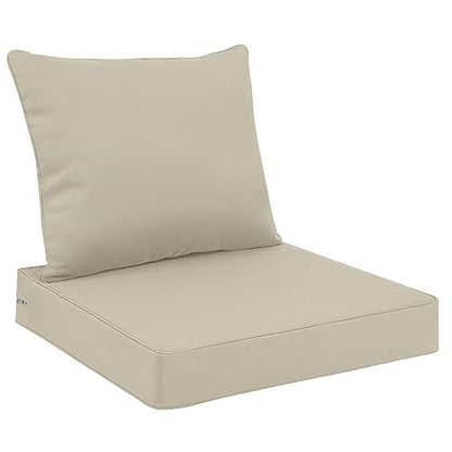 Outdoor Seat Cushion Set 24 x 24 Inch Water-Resistant & Fade-Resistant Patio Furniture Cushions with Removable Cover Deep Seat & Back Cushion with Tie Straps for Chair Sofa