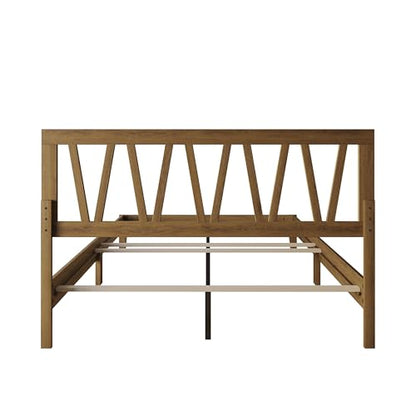 Gadsden Full Wood Panel Bed Frame, Brown, view 7
