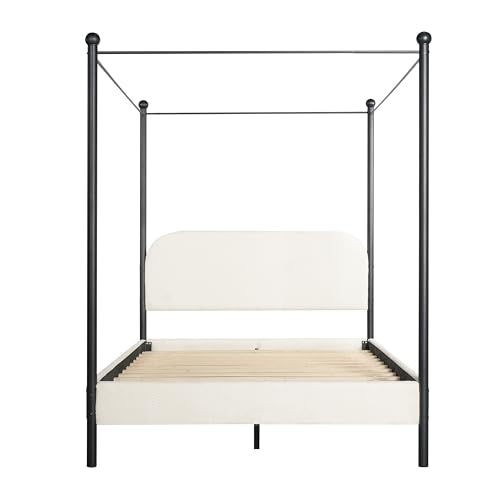 Queen Size Canopy Bed with Upholstered Headboard, view 6