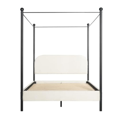 Queen Size Canopy Bed with Upholstered Headboard, view 6