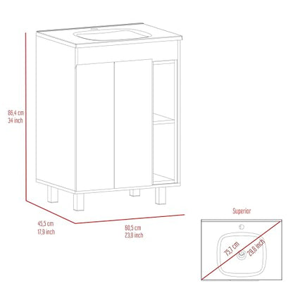 White 2-Shelf Rectangle Freestanding Bathroom Vanity Cabinet for | Freestanding bathroom vanity with 2 open shelves. Durable manufactured wood cabinet for bathroom use. Compact storage so