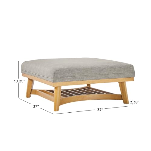 Nash Modern Farmhouse Large Oversized Linen Ottoman, Dark Grey