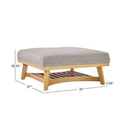 Nash Modern Farmhouse Large Oversized Linen Ottoman, Dark Grey