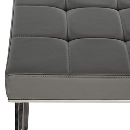 Safavieh Home Collection Micha Modern Glam Cream Tufted and Silver Steel Ottoman