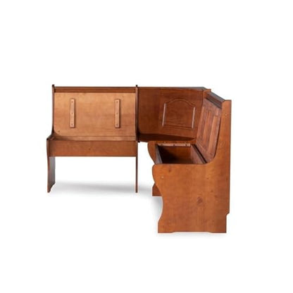 Dining Set Wood, Rectangular in Walnut Brown for Kitchen, Dining Room with Table, Benches, and Storage Space