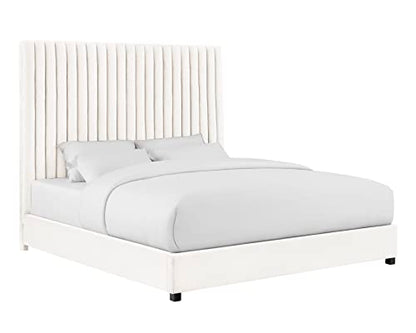 Tov Furniture Arabelle Upholstered Velvet Bed (White, Queen (U.S. Standard))