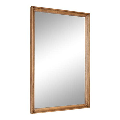 Hatherleigh Modern Farmhouse Rectangle Wooden Wall Mirror, 24 x 36, Rustic Brown, Decorative Wood Rectangular Mirror for Use in Bathroom, Entryway, or Bedroom