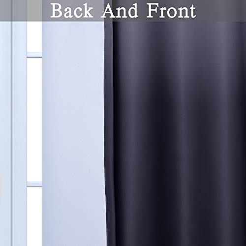 Ombre Gradient Black White to Gray Curtains for Bedroom,52Wx84L