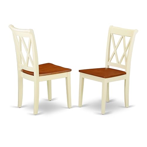HLCL5-BMK-W-VV 5PC Round Dining Set with Buttermilk and Cherry Finish - Space-Saving Design, Hardwood Chairs, Ideal for Limited Spaces