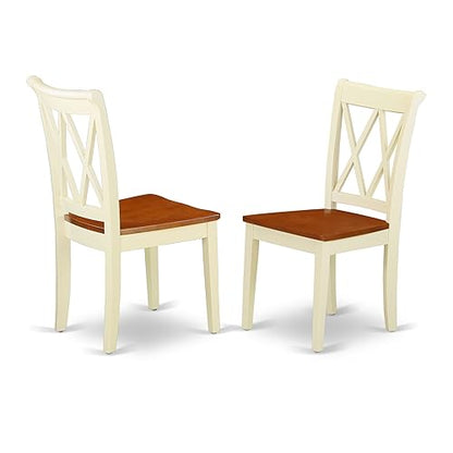 HLCL5-BMK-W-VV 5PC Round Dining Set with Buttermilk and Cherry Finish - Space-Saving Design, Hardwood Chairs, Ideal for Limited Spaces