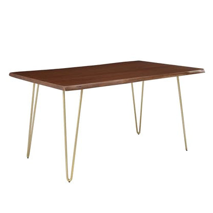 Henley Dining Table 60 Inch Live Edge Acacia Wood Gold Walnut Finish Modern Kitchen Room Entertaining Home Furniture Quality Stylish Elegant Durable Refined Versatile