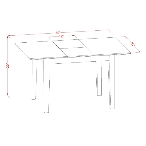 PST-SBR-T Picasso Dining Table - a Rectangle Wooden Table Top with Butterfly Leaf, 32x60 Inch, Saddle Brown