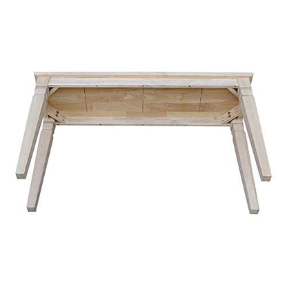 Java Console Table, Solid Real Wood, Sturdy Parawood, Living Room/Family Room/Entryway, 50LBS capacity, 52"W x 16"D x 30"H, Paint/Stain Ready, Unfinished