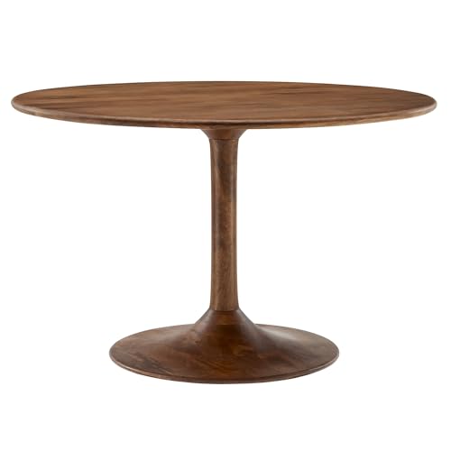 Lippa 48Inch Round Dining Table Solid Wood Walnut Finish Modern Kitchen Room Entertaining Home Furniture Quality Stylish Elegant Durable Refined Versatile Contemporary