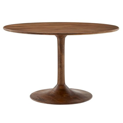 Lippa 48Inch Round Dining Table Solid Wood Walnut Finish Modern Kitchen Room Entertaining Home Furniture Quality Stylish Elegant Durable Refined Versatile Contemporary