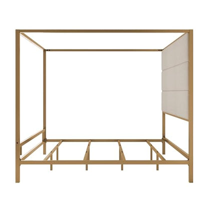 LUMISOL Gold Canopy Bed Frame King, view 7