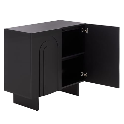 SAFAVIEH Furniture - Simi Media Stand for TVs up to 28" - Black Compact Entertainment Media Console - Storage Cabinet for Living Room, Bedroom (MED3119B)