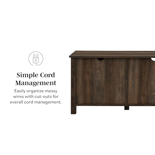 Portsmouth Classic 2 Glass Door TV Stand for TVs up to 80 Inches, 70 Inch, Dark Walnut
