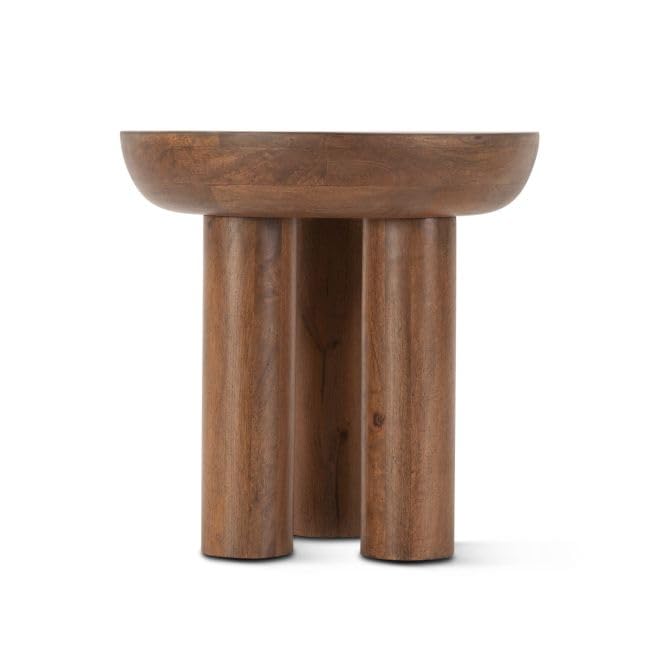 NOTO Round Side Table - Acorn Brown, 20W x 20D x 20H - Modern Eclectic Design for Home & Kitchen Decor