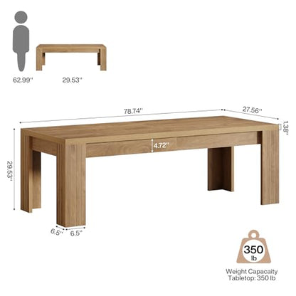 Tribesigns 78.7-Inch Extra Long Computer Desk, Two Person Desk, Double Gaming Table for 2 People, Workstaion for Home Office, Rustic Brown