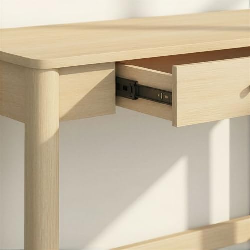 Penelope Modern Writing Desk with Drawer Storage, 44 Inch, Coastal Oak