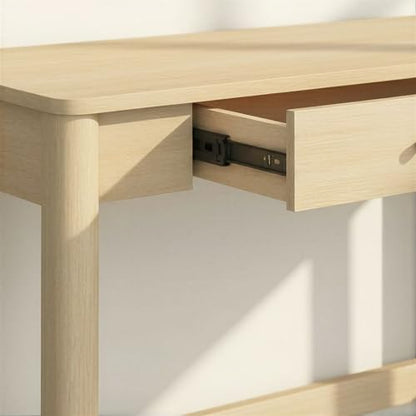 Penelope Modern Writing Desk with Drawer Storage, 44 Inch, Coastal Oak