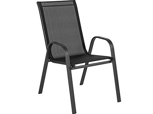 Brazos Series Outdoor Stackable Patio Chairs with Flex Comfort Material, Stacking Outdoor Modern Sling Patio Chairs, Set of 5, Black