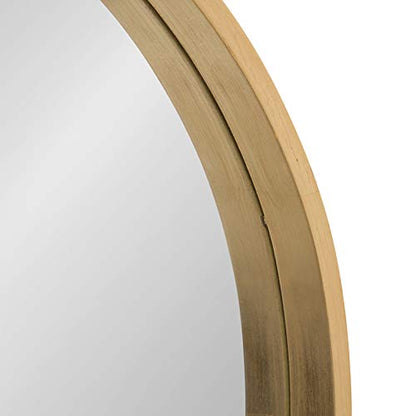 Travis Round Wood Wall Mirror, 21.6" Diameter, Gold, Modern Glam Wall Décor Accent