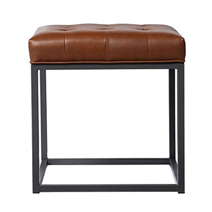 Ciarin Square Upholstered Ottoman, Brown/Grey